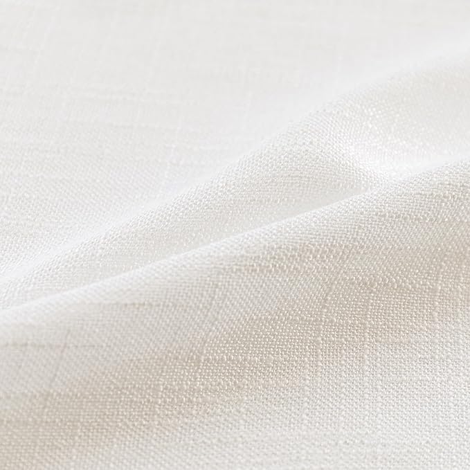 MYSKY HOME Natural Curtains 84 Inches Long, Semi Sheer Light Filtering Soft Window Drapes for Living Room Back Tab Elegant Farmhouse Country Bedroom Curtains, Beige White, 50" x 84", Pack-2
