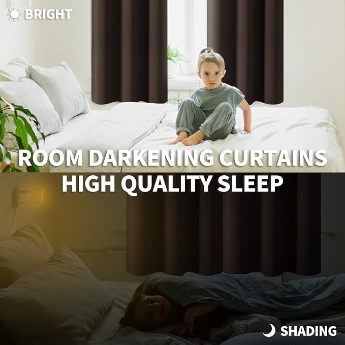 BGment Blackout Curtains for Living Room - Grommet Thermal Insulated Room Darkening Curtains for Bedroom, 2 Panels of 52 x 54 Inch, Brown
