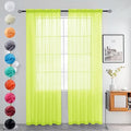youleyar Solid Sheer Rod Pocket Curtain Voile Draperies 2 Panels White Beige Black Grey Ivory 52 Inch Width 72 Inch Long 1 Pair for Kitchen Bedroom Children Living Room Yard (Chartreuse,52Wｘ72L)