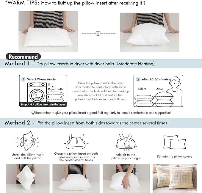 MIULEE Pillow Insert 18x18 Inch Set of 4, Decorative Square Throw Pillow Inserts, Premium Fluffy Pillow Forms Sham Stuffer for Sofa Couch Living Room