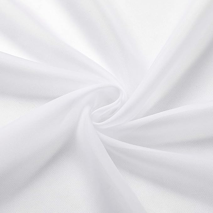 Extra Long Sheer White Curtains for Bedroom Living Room 120 Inches Long 2 Panels Set, Solid Soft Light Filtering Rod Pocket Sheer Window Curtains, White, Each 42" Wx120 L Inch