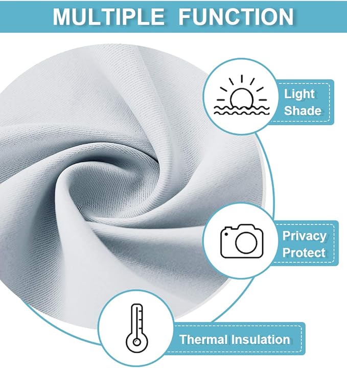 RYB HOME Short Curtains for Bedroom, Room Darkening Insulated Summer Heat Light UV Blocking Energy Saving Drapes for Nursery, Width 34 by Length 48, Greyish White, Set of 2
