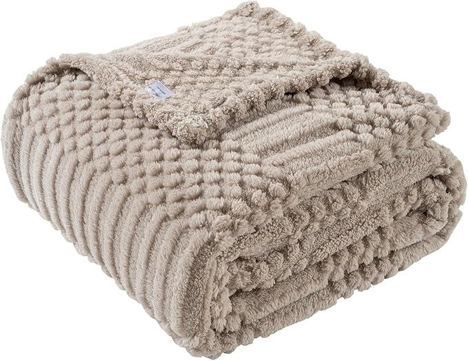60x80 Inch Brown Twin Blanket - Soft & Fluffy Fleece, Neutral Tan Color, Cute & Aesthetic, Perfect for Sofa, Couch, Chair, Bed, Living Room & Bedroom, All-Season Use, Plush & Cozy Decorative Blanket
