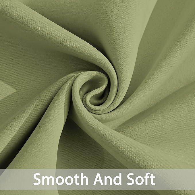 Yakamok Blackout Curtains for Bedroom,Thermal Insulated Blackout Grommet Top Drapes for Living Room,Sage Green,52x84 Inch, 2 Panels