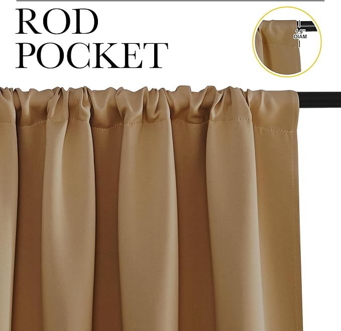 NICETOWN RV Blackout Curtains for Camper Windows, Gold Brown, 29" Wide by 50" Long, 2 PCs, Short Blackout Curtains & Drapes, Thermal Insulated Blackout Curtain Panels for Kids Room, Play Room