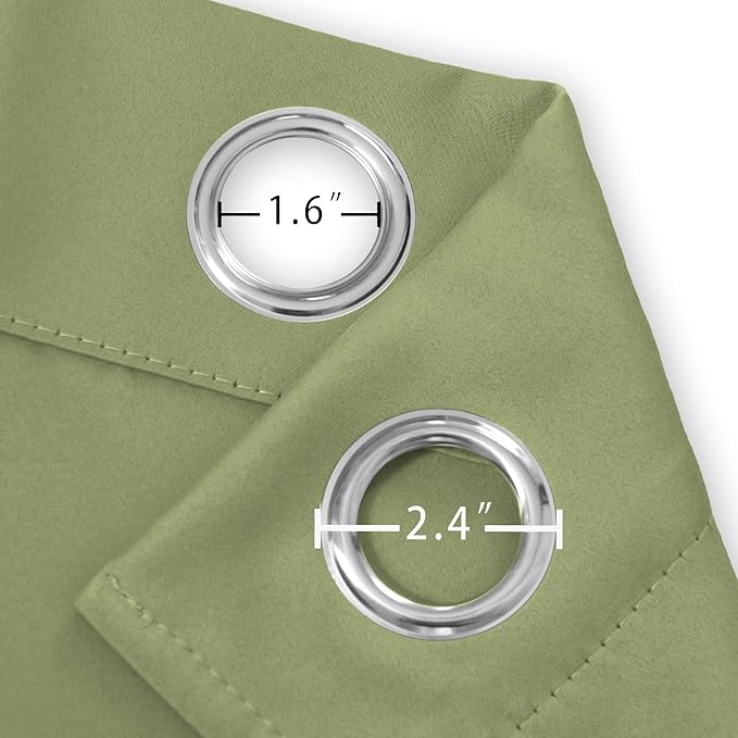 LEMOMO Blackout Curtains 42 x 63 inch/Sage Green Curtains Set of 2 Panels/Thermal Insulated Room Darkening Bedroom Curtains