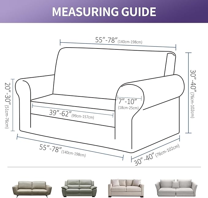Joccun Stretch Loveseat Couch Cover Slipcover, 1-Piece Sofa Cover for 2 Cushion Couch Spandex Jacquard Washable Furniture Protector Cover for Living Room,Kids,Pets（Loveseat,Charcoal）