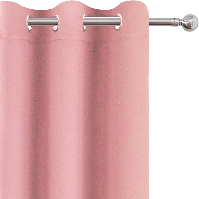 LEMOMO Blackout Curtains 66 x 72 Inch Long Pink Curtains Set of 2 Panels Room Darkening Curtains for Bedroom and Living Room