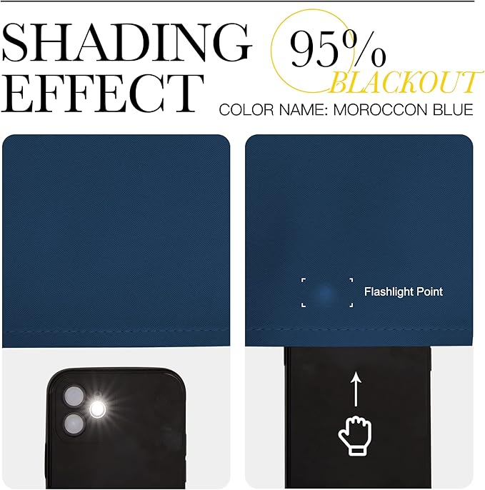 NICETOWN Moroccan Blue Blackout Curtains 102" Long for Office, 55" Wide, 2 Pieces, Dining Room, Guest Room, Sound Reducing Heat and Cold Block Curtain Panels for Modern Room Decorative