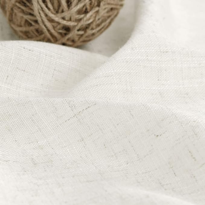 Cream Linen Curtains 67 Inch Length for Living Room 2 Panels Set Neutral Modern Farmhouse Window Curtain Semi Sheer Light Filtering Privacy Back Tab Rod Pocket Drapes for Bedroom Natural Ivory 52x67