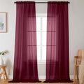 Extra Long Sheer Burgundy Curtains for Bedroom Living Room 120 Inches Long 2 Panels Set, Solid Soft Light Filtering Rod Pocket Sheer Window Curtains, Burgundy, Each 42" Wx120 L Inch