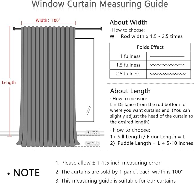 MYSKY HOME Curtains for Living Room 84 Inches Long Semi Sheer Light Filtering Privacy Drapes Linen Look Textured Boho Home Decor, Backdrop Curtain for Parties, 100" x 84", Dusty Blue, 1 Panel