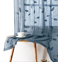HOMEIDEAS Stone Blue Floral Sheer Curtains 84 Inches Long 2 Panels Embroidered Pattern Semi Sheer Window Curtains for Bedroom Living Room