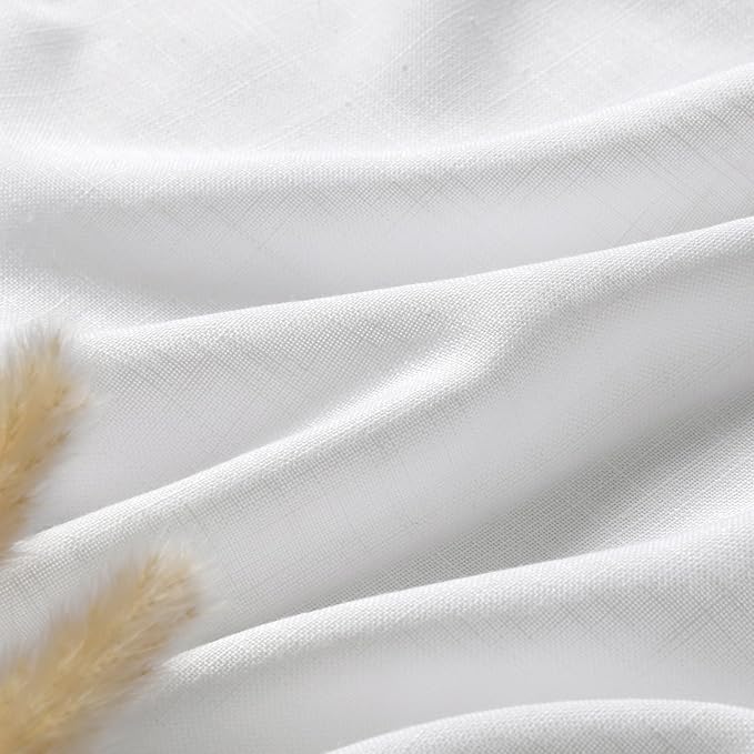 White Linen Curtains 80 Inches Length 2 Panels Set for Bedroom Living Room Back Tab Privacy Sheer Curtains Light Filtering Modern Farmhouse Coastal Decor Cotton Textured Gauze Curtain 36x80