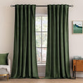 MIULEE Velvet Curtains 120 inches - Luxury Blackout Curtains for Bedroom Living Room Thermal Insulated Super Soft Window Drapes Rod Pocket & Back Tab, Olive Green, W52 x L120 inches, 2 Panels