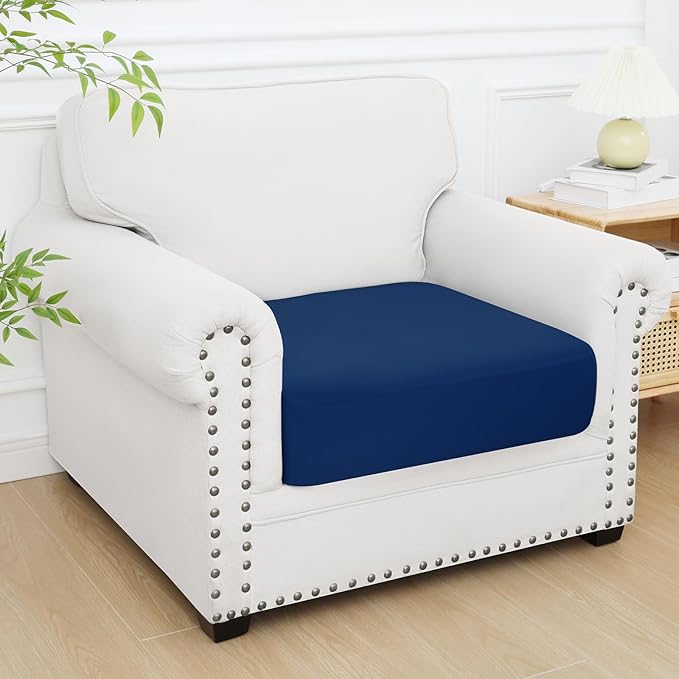 Smiry Printed Couch Cushion Covers, Stretch Soft Couch Covers for Sofa, Washable Non-Slip Sofa Slipcover Furniture Protector for Indoor and Outdoor (1 Pack, Navy)