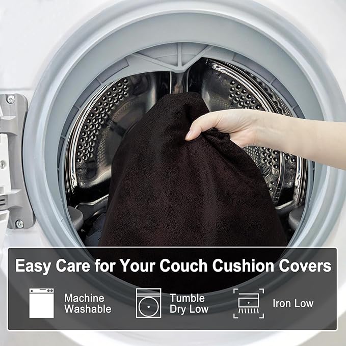 Leather Look Couch Cushion Covers Sofa Seat Slipcovers Sets Couches Furniture Protector for Sectional Armchair Loveseat Pets Kids Stretch Spandex Fabric (1 Cushion Loveseat, Chocolate)