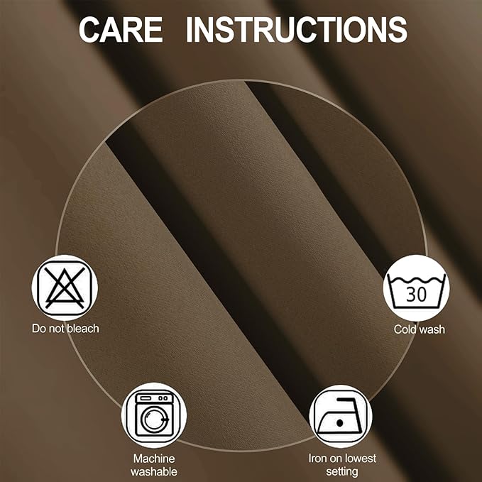 LEMOMO Brown Blackout Curtains/38 x 54 Inch/Set of Two Panels Grommet Living Room Curtains
