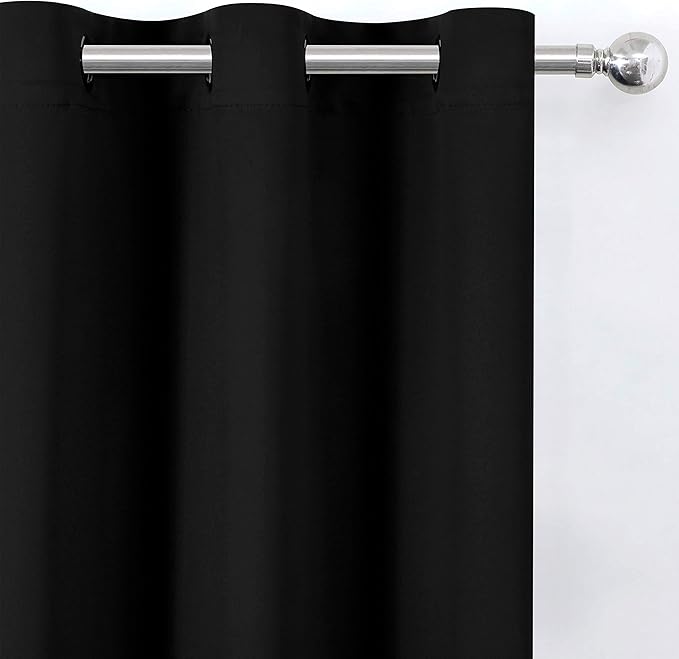 LEMOMO Black Thermal Blackout Curtains/52 x 54 Inch/Set of 2 Panels Room Darkening Curtains for Bedroom