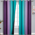 Estelar Textiler Teal and Purple Blackout Curtains for Bedroom, Thermal Insulated Drapes 108 Inches Long, Full Light Blocking Energy Saving Long Curtains for Living Room, 52Wx108L, 2 Panels