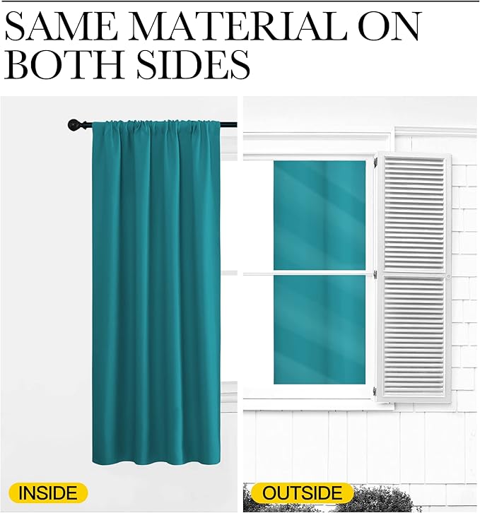 NICETOWN Peacock Blue Blackout Curtains Panels for Window, Thermal Insulated Rod Pocket Blackout Drapes/Draperies for Living Room (2 Panels, W42 x L84 inches)