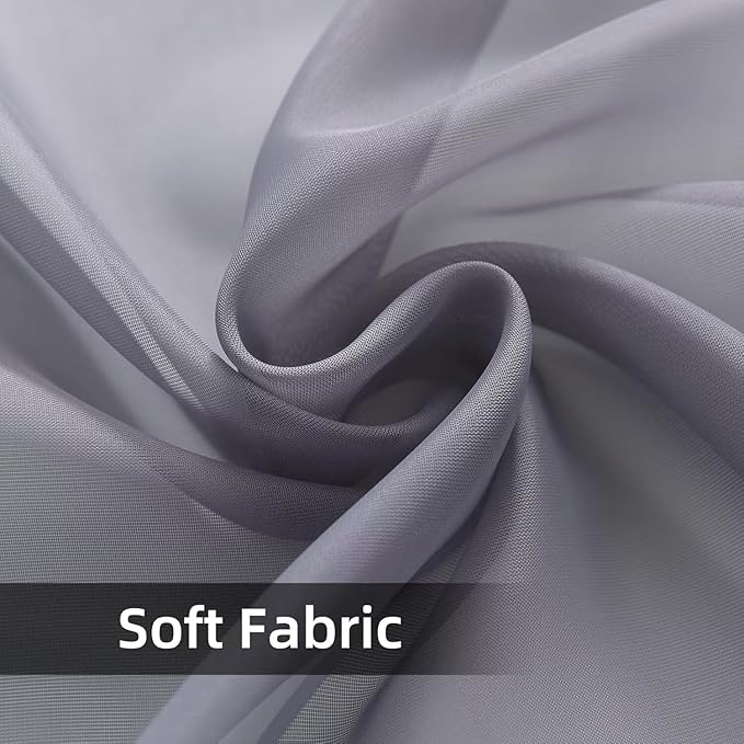 youleyar Solid Sheer Rod Pocket Curtain Voile Draperies 2 Panels White Beige Black Ivory Grey 26 Inch Width 30 Inch Long 1 Pair for Kitchen Bedroom Children Living Room Yard(Grey,26W x 30L)