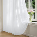 FMFUNCTEX Sheer Non-See-Through White Curtains for Bedroom, Sliding Door Curtains 96 Inches Long Privacy Window Curtain Drapes for Living Room, Patio Glass Door Extra Wide Curtain, Rod Pocket 1 Panel
