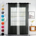 youleyar Solid Sheer Rod Pocket Curtain Voile Draperies 2 Panels White Beige Black Grey Coffee 70 Inch Width 108 Inch Long 1 Pair for Kitchen Bedroom Children Living Room Yard(Black,70Wｘ108L)