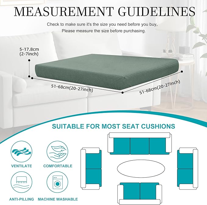14Pcs Stretch Patio Cushion Covers,Outdoor Couch Covers Replacement,Outdoor Couch & Sofa Slipcovers,for Patio Furniture Cushion Covers,Washable Reusable Furniture Protector (Cyan,Cover Only)