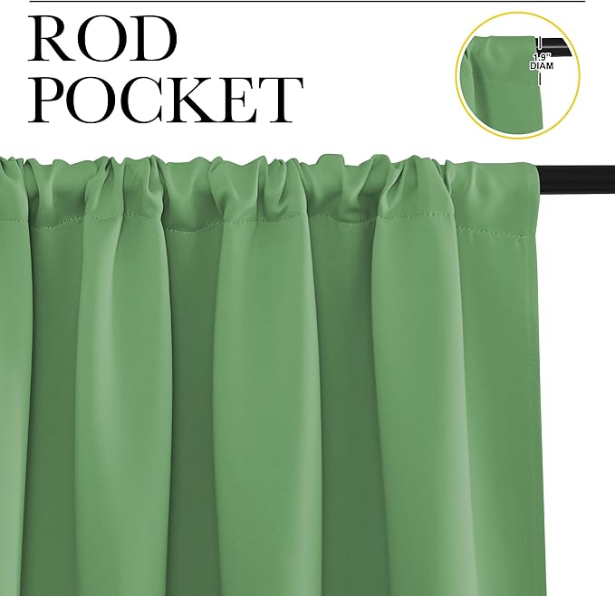 NICETOWN Blackout Curtains for Living Curtains, Froest Green, 2 Panels, 52 by 95, Room Darkening Window Curtain Panels, Easy-Care Solid Thermal Insulated Draperies/Drapes for Daughter Room