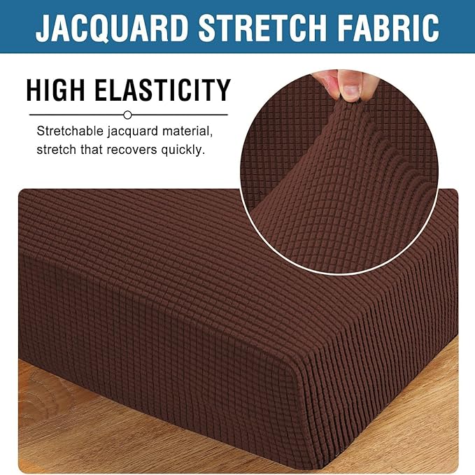 H.VERSAILTEX Super Stretch Individual Chaise Cover Sectional Couch Covers for L Shaped Sofa Both Left/Right Featuring Thick Jacquard Textured Twill Fabric (1 Piece Chaise Cover Large, Burnt Brick)