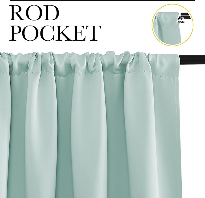 NICETOWN Blackout Curtains for Bedroom, Blackout Curtain Panels, Aqua Blue, 1 Pair, 42 by 45-inch, Window Treatment Energy Saving Thermal Insulated Solid Rod Pocket Blackout Drapes/Draperies