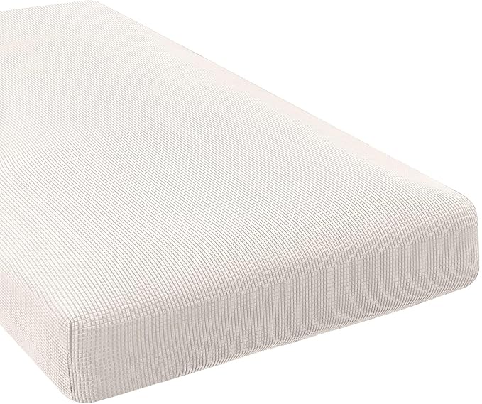 H.VERSAILTEX Super Stretch Individual Chaise Cover Sectional Couch Covers for L Shaped Sofa Both Left/Right Featuring Thick Jacquard Textured Twill Fabric (1 Piece Chaise Cover, Ivory)