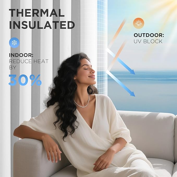 Joydeco Blackout Patio Sliding Door Curtains 90 Inches Long, Grommet Privacy Room Divider Curtains, Extra Wide Thermal Blackout Drapes for Bedroom Living Room (Pure White, 100Wx90L, 1 Panel)