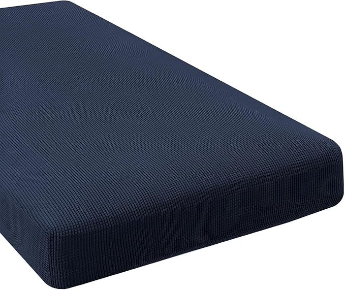 H.VERSAILTEX Super Stretch Individual Chaise Cover Sectional Couch Covers for L Shaped Sofa Both Left/Right Featuring Thick Jacquard Textured Twill Fabric (1 Piece Chaise Cover, Navy)