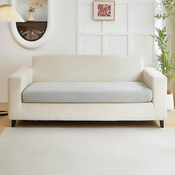 Couch Covers for 2 Cushion Sofa Pet Friendly Couch Cushion Covers Universal Sofa Covers Washable Stretch Slipcovers for Sectional Sofa (Texture Light Gray,Large Double Seat Cover)