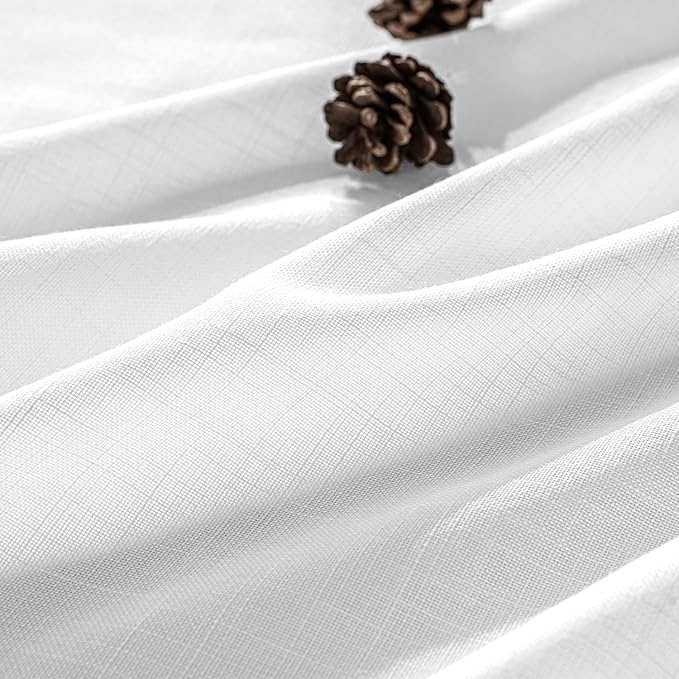 MIULEE White Linen Curtains 95 Inch Long 2 Panels for Bedroom Living Room, Soft Thick Linen Textured Back Tab Window Drapes Semi Sheer Light Filtering Rod Pocket Modern Farmhouse Decor