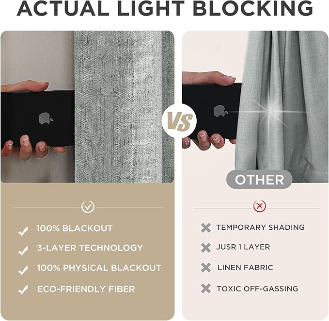 Joydeco Linen Blackout Curtains for Bedroom - 100% Light Blocking 1 Panels, Light Grey Drapes 100" W x 108" L, Thermal Insulated Room Darkening Curtains for Living Room, Rod Pocket & Back Tabs