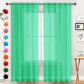 SpaceDresser Basic Rod Pocket Sheer Voile Window Curtain Panels Grass Green 1 Pair 2 Panels 52 Width 90 Inch Long for Kitchen Bedroom Children Living Room Yard（Grass Green, 52W x 90L）