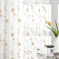 HOMEIDEAS Yellow Sheer Curtains 96 Inches Long 2 Panels Yellow and White Embroidered Floral Pattern Semi Sheer Window Curtains for Bedroom Living Room