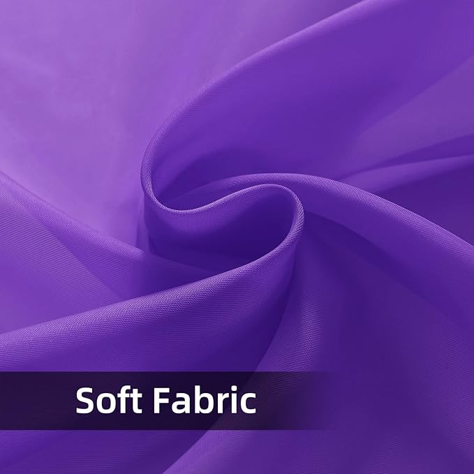 youleyar Solid Sheer Rod Pocket Curtain Voile Draperies 2 Panels White Beige Black Grey Coffee 52 Inch Width 84 Inch Long 1 Pair for Kitchen Bedroom Children Living Room Yard (Purple,52Wｘ84L)