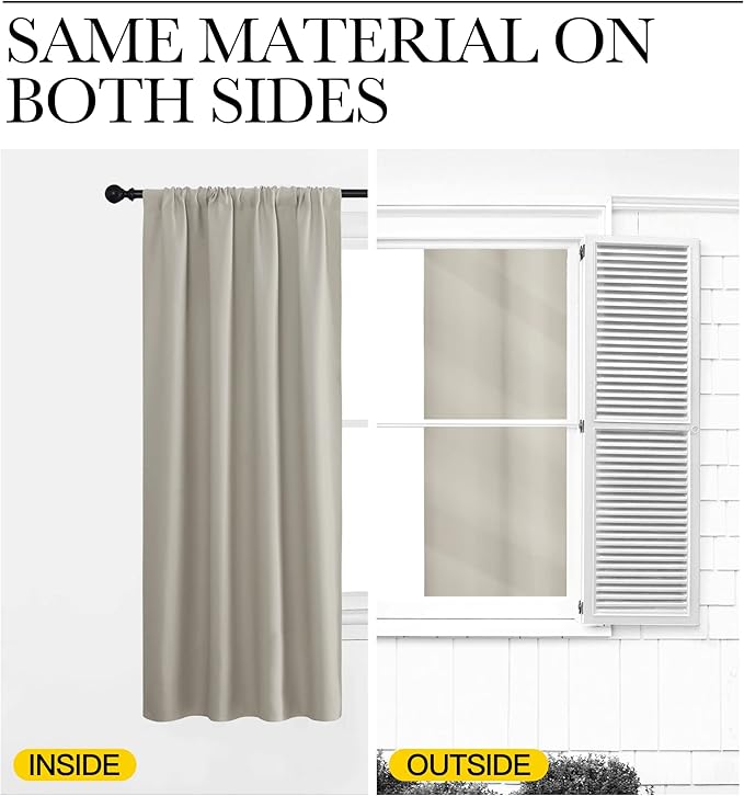 NICETOWN Blackout Curtains for Living Curtains, Room Darkening Window Curtain Panels, Easy-Care Solid Thermal Insulated Draperies/Drapes for Daughter Room (Natural, 2 Panels, 34 by 30)