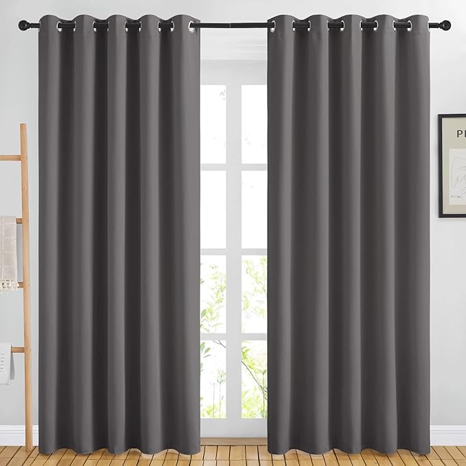 NICETOWN Blackout Curtains Panels for Living Room, 2 Panels, 66 x 80 Inch, Biscotti Beige, 3 Pass Microfiber Noise Reducing Thermal Insulated Solid Ring Top Blackout Window Drapes