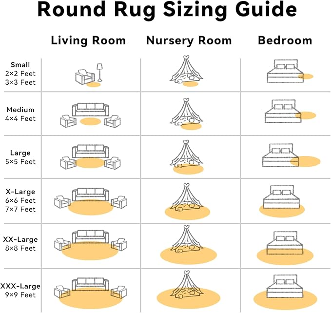 OLANLY Mustard Yellow Round Rugs for Bedroom - Machine Washable, 8 ft Circle Area Rugs for Living Room, Soft and Fluffy Shaggy Carpet for Teen Girl and Boys, Nursery Rooms, Dorms, Home Decor Aesthetic
