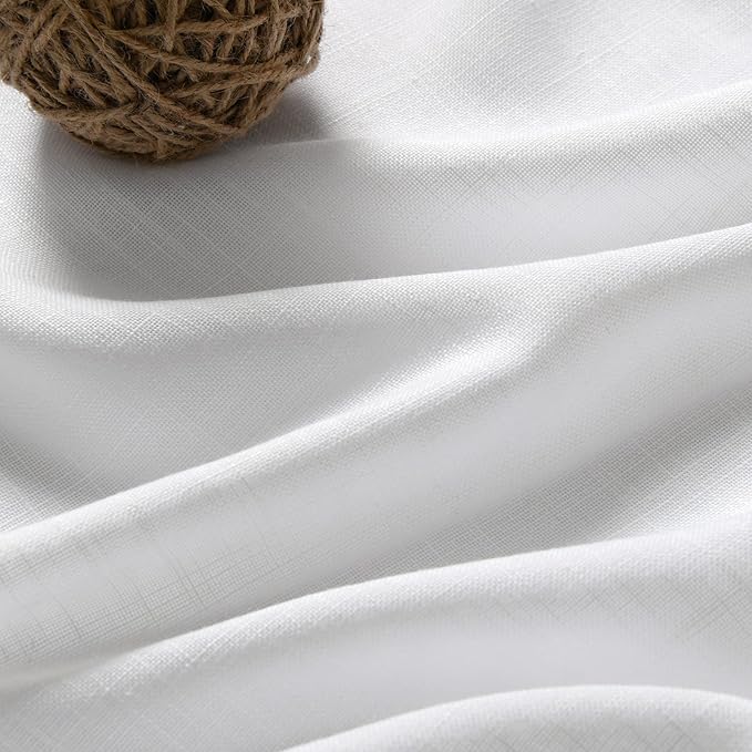 Nanspring Extra Wide Linen Curtains for Living Room 108 Inch Length for Room Divider White Rustic Farmhouse Drape Rod Pocket Back Tab Light Filtering Bedroom Window Curtain for Sliding Door 100x108