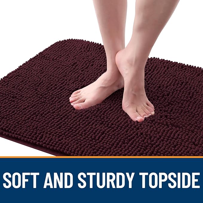 OLANLY Dog Door Mat for Muddy Paws 32x20, Absorbs Moisture and Dirt, Absorbent Non-Slip Washable Doormat, Quick Dry Chenille Mud Mat for Dogs, Entry Indoor Entryway Carpet for Inside Floor, Russet
