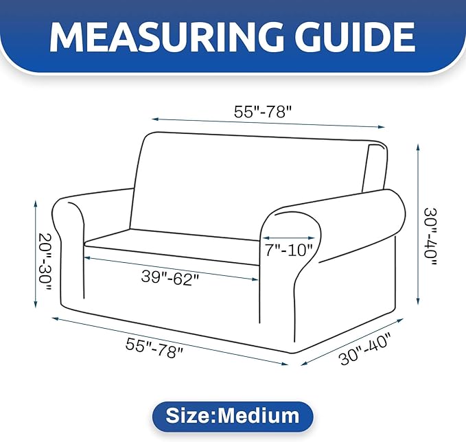 KEKUOU Stretch Loveseat Sofa Cover Slipcover,Couch Covers for 2 Cushion Couch Sofa (55"-78") Furniture Protector Sofa with Elastic Bottom for Kids,Dog. Jacquard Small Checked (Medium,Golden)