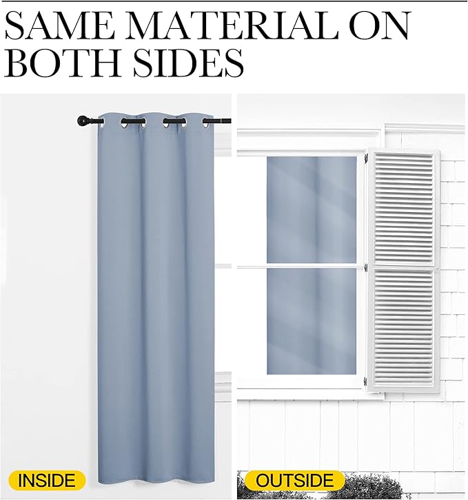 NICETOWN Blackout Draperies Curtains for Kids Room, Vintage Blue, Set of 2, 70 by 84 inches, Window Treatment Thermal Insulated Solid Grommet Blackout Drape Panels for Bedroom