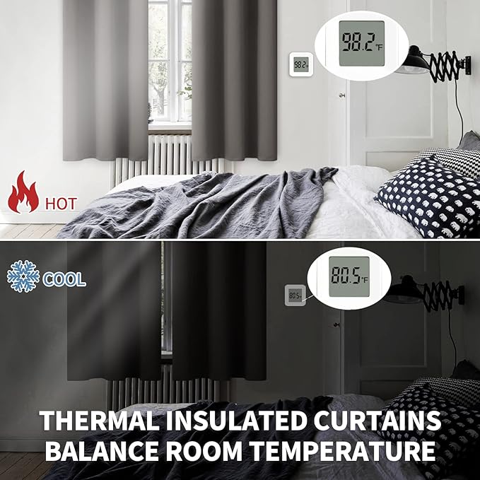 BGment Blackout Curtains for Bedroom - Grommet Thermal Insulated Room Darkening Curtains for Living Room, Set of 2 Panels (42 x 84 Inch, Grey)