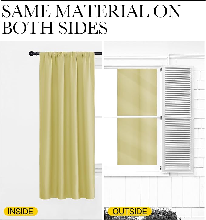 NICETOWN Window Curtains Blackout Drapes, Paler Yellow, 1 Pair, 52 by 84-Inch, Thermal Insulated Solid Rod Pocket Blackout Curtains/Draperies for Living Room